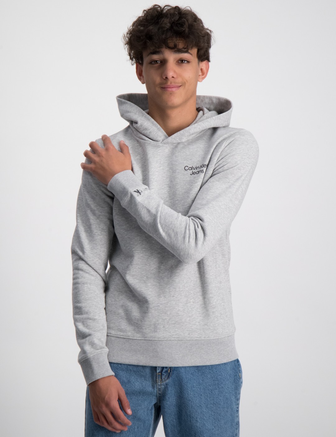 Calvin Klein CKJ STACK LOGO HOODIE Grå för Kille | Kids Brand Store