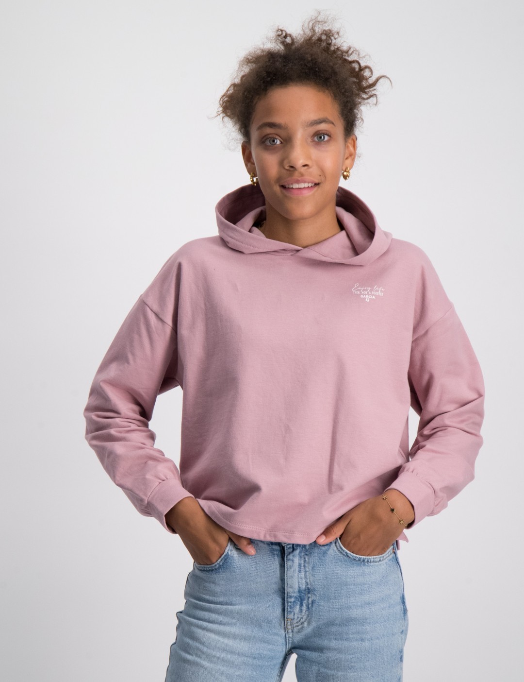 Veste Sweat à Capuche Fille Garcia Jeans - Taille 164/170, Rose - Occasion Très Bon état