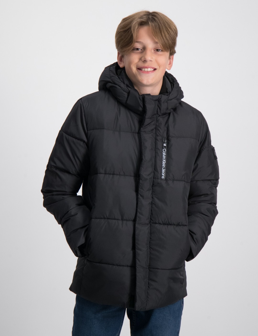 Black calvin klein puffer jacket online