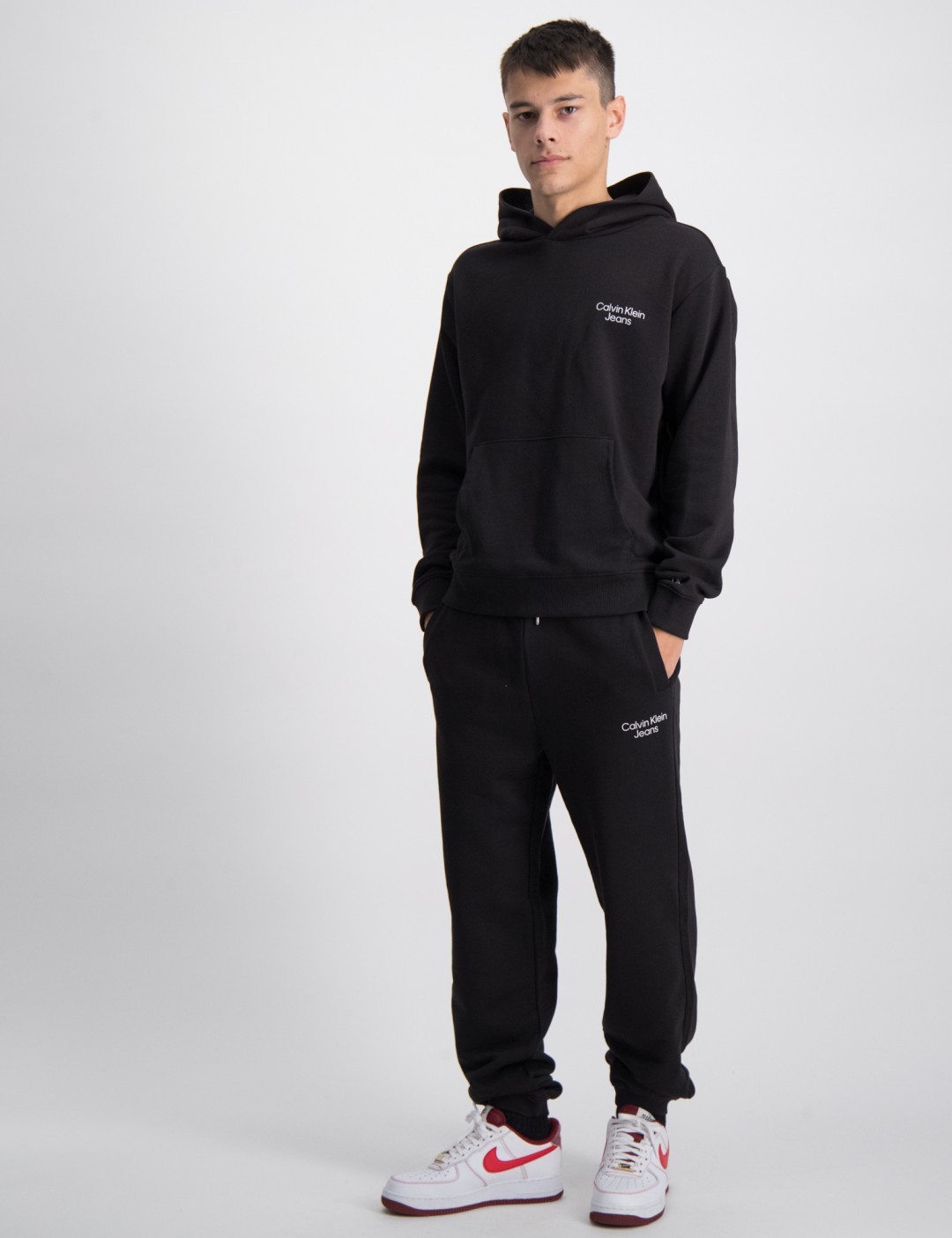 Calvin Klein CKJ STACK LOGO HOODED SET Svart för Kille | Kids Brand Store