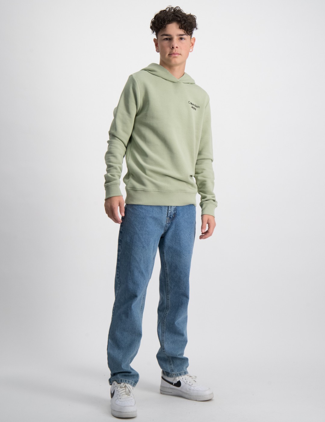 Calvin Klein CKJ STACK LOGO HOODIE Grön för Kille | Kids Brand Store