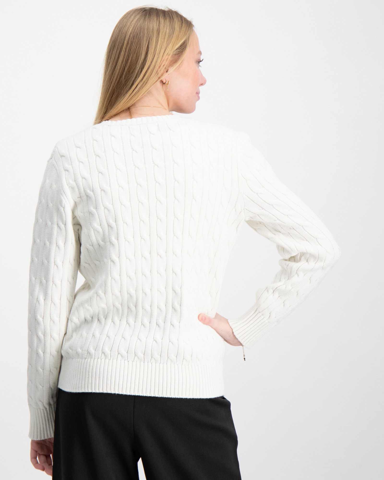 Polo Ralph Lauren Cable-Knit Cotton Sweater Wit voor Meisjes