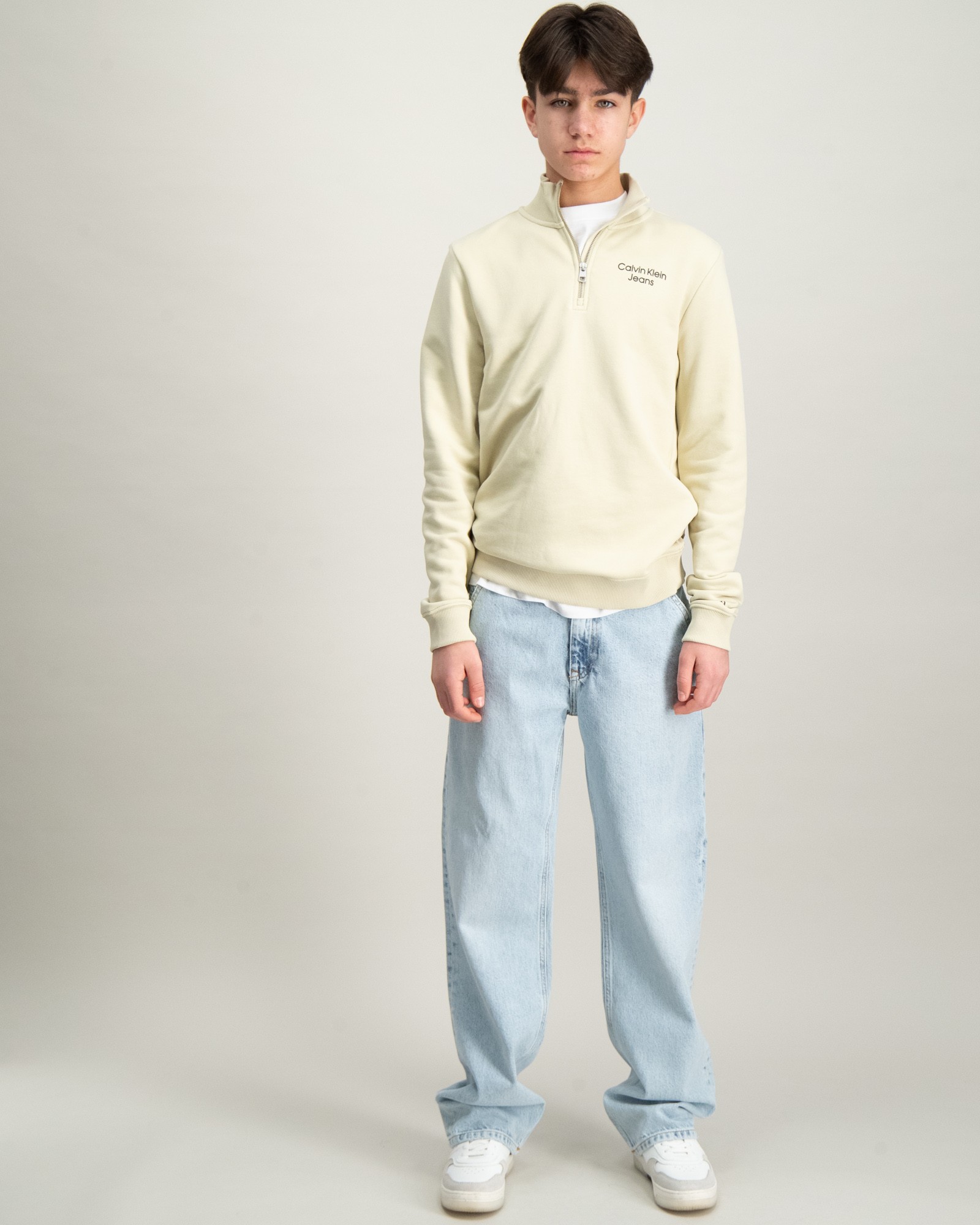 Calvin Klein CKJ STACK LOGO TERRY HALF-ZIP Grön för Kille | Kids Brand ...