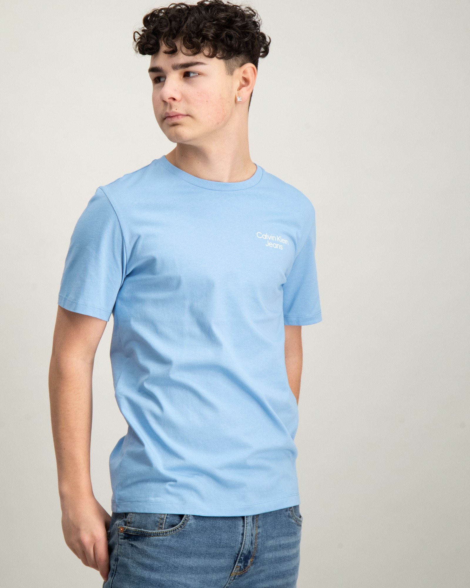 Calvin Klein CKJ STACK LOGO T-SHIRT Blå för Kille | Kids Brand Store