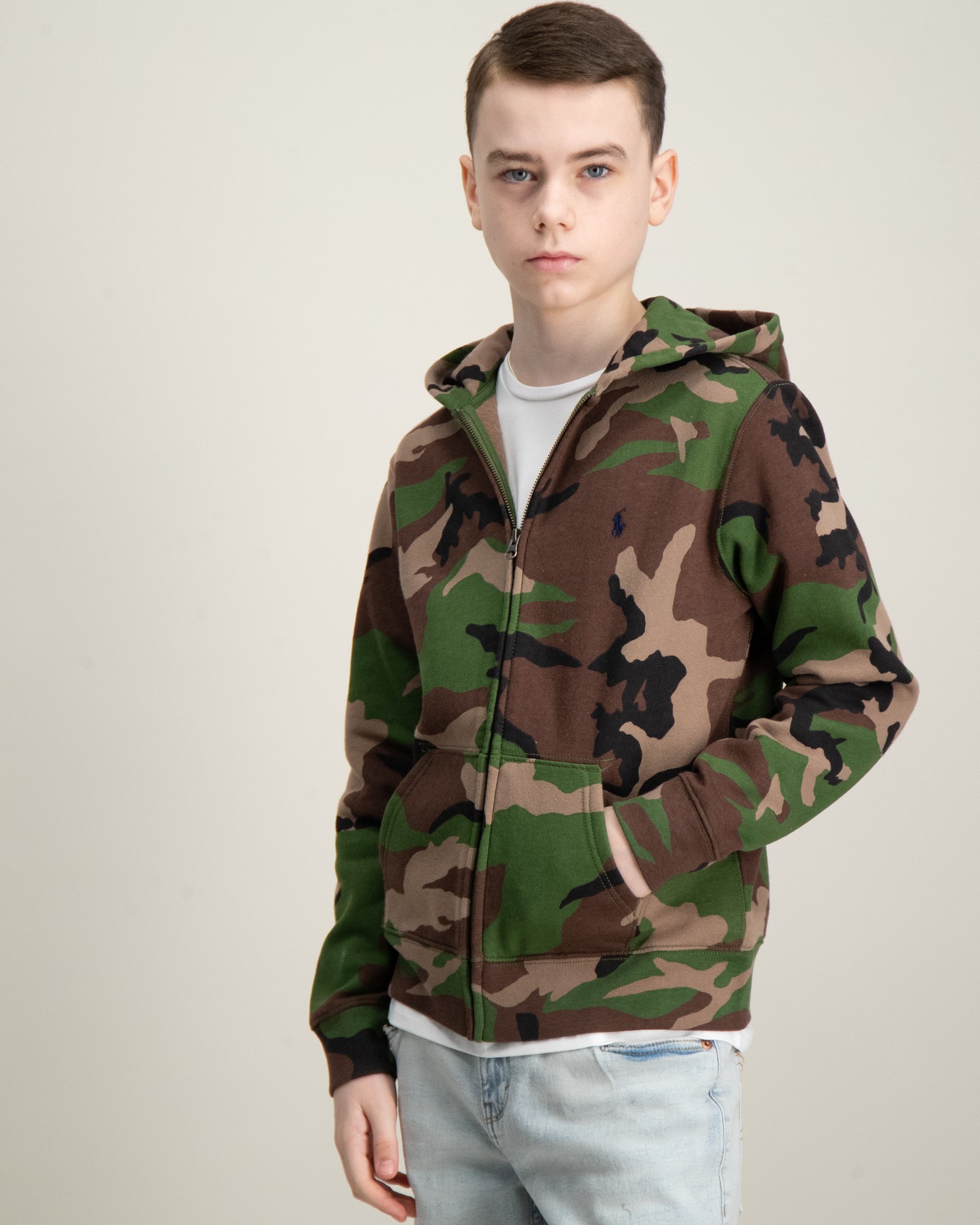 Polo Ralph Lauren Camo Fleece Full-Zip Hoodie Grön för Kille 