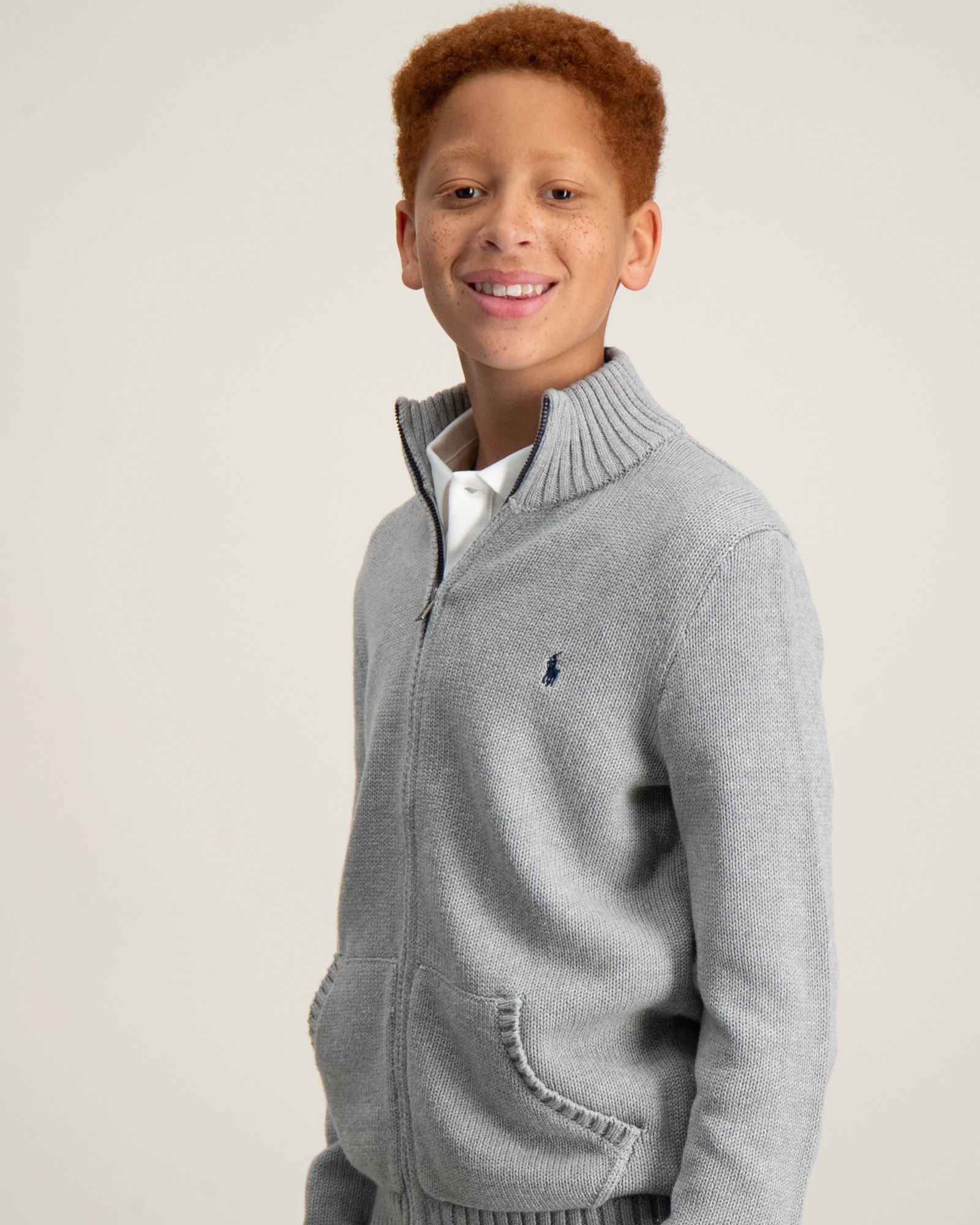 Polo Ralph Lauren Cotton Full-Zip Sweater Grijs voor Jongens