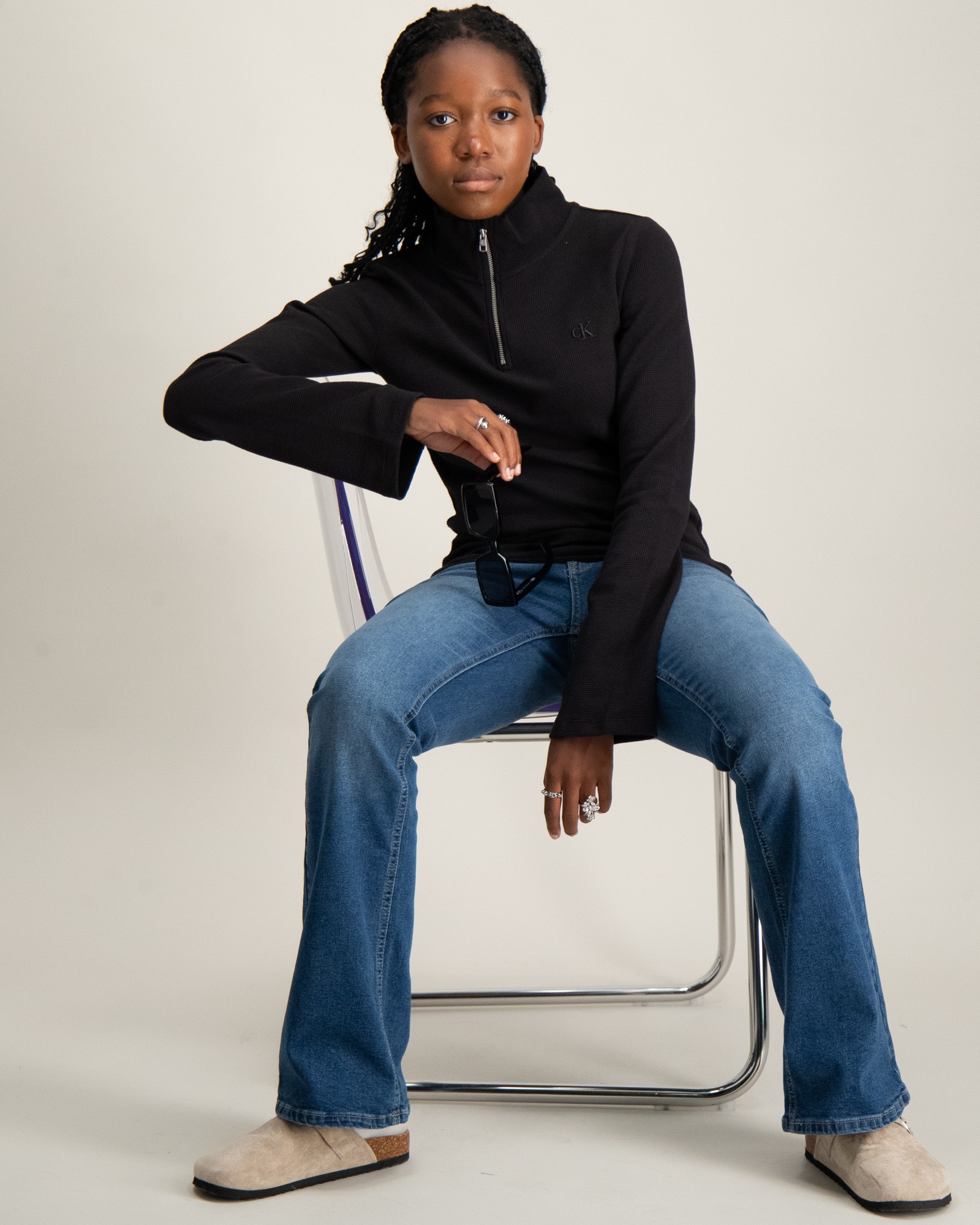 Mädchen Pullover Mit Halbem Reißverschluss - Y2K Bauchfrei Sweatshirt Trend