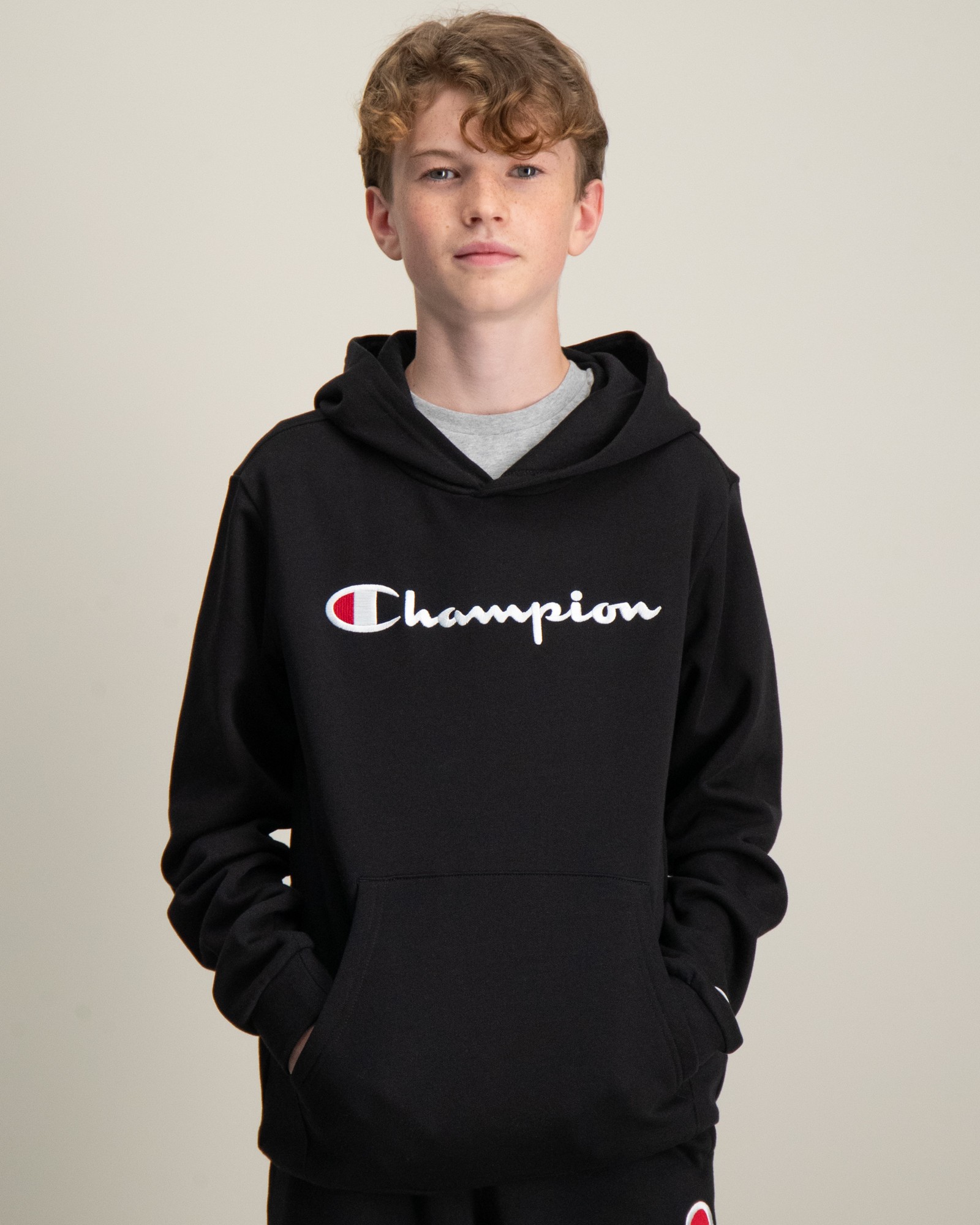 Black champion hoodie kids on sale