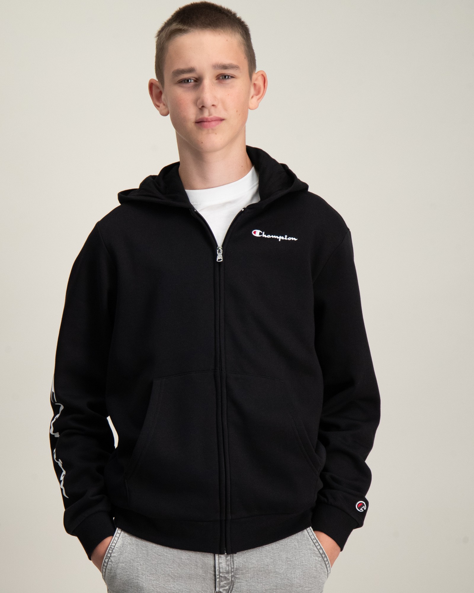 Champion Hooded Full Zip Sweatshirt Schwarz für Jungen Kids