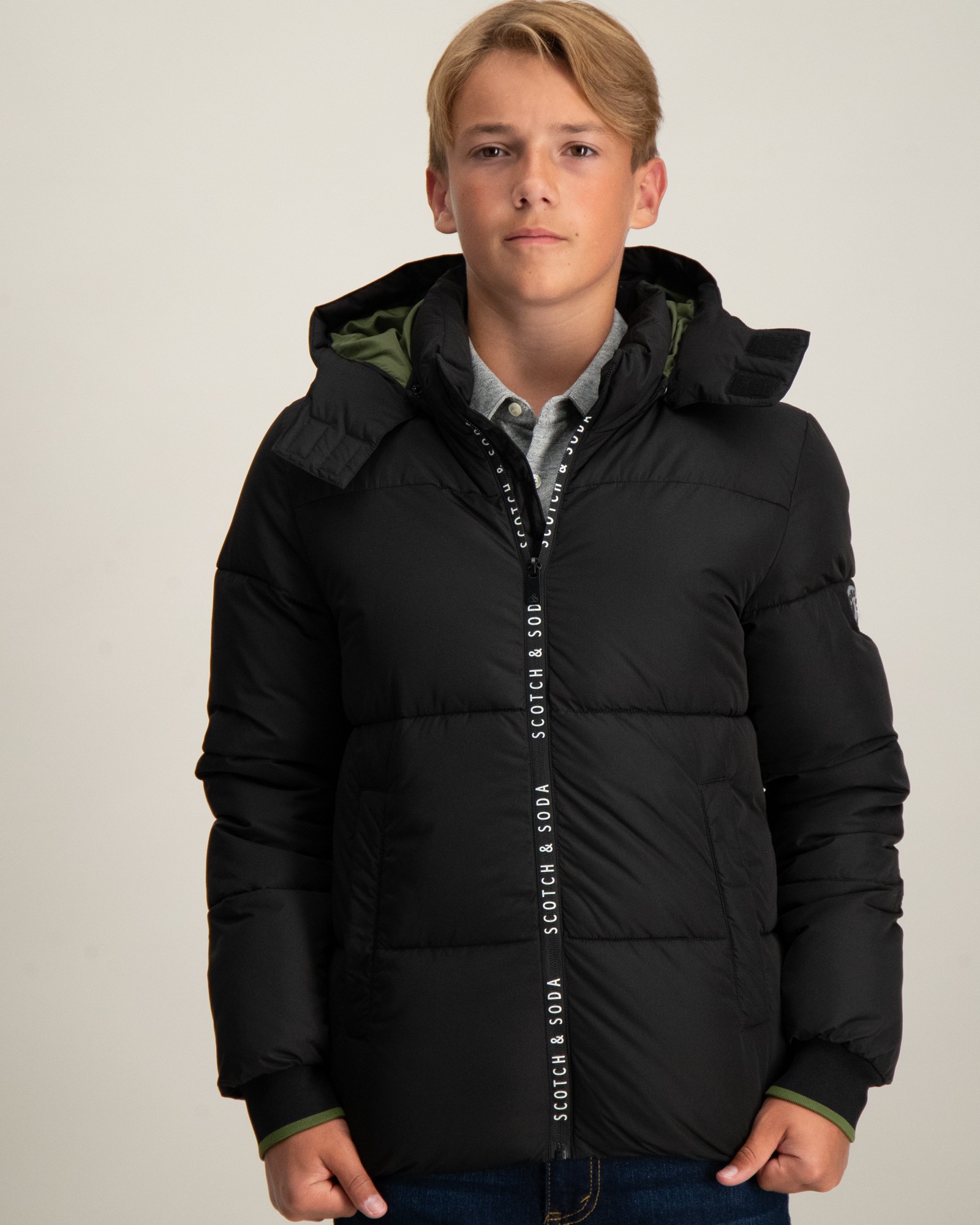 Scotch Soda WATER REPELLENT HOODED PUFFER JACKET Zwart voor