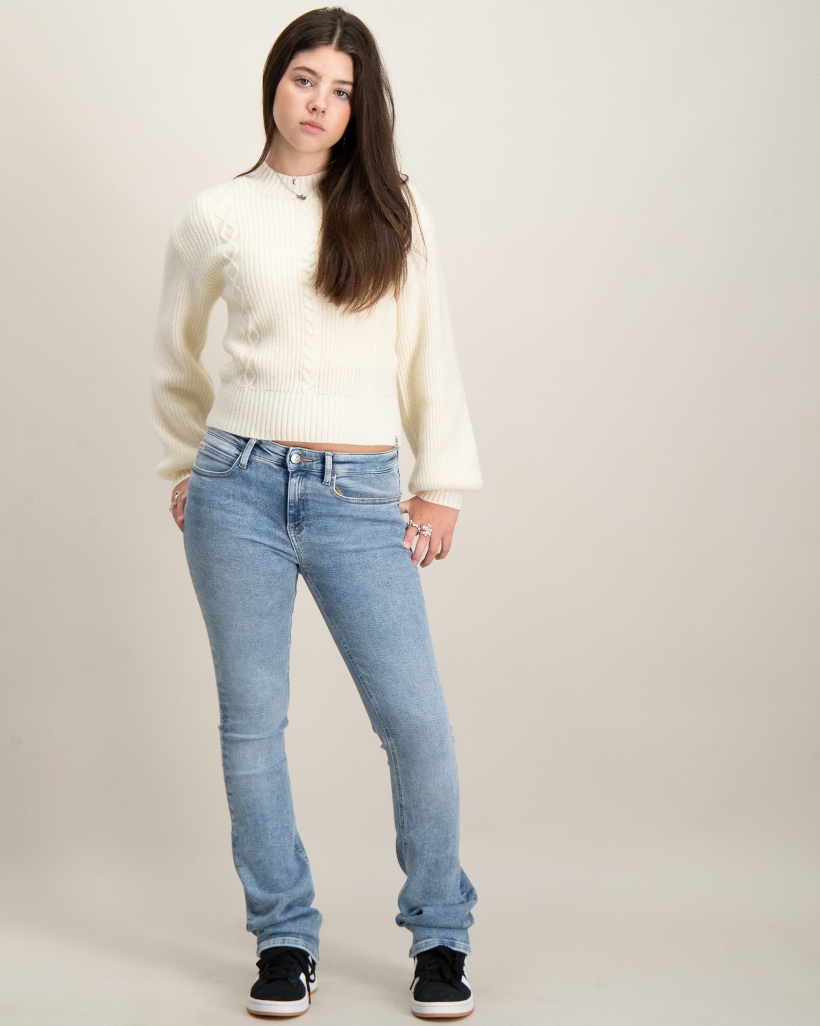 Calvin Klein MR FLARE OCEAN BLUE DENIM STR Blå för Tjej | Kids Brand Store