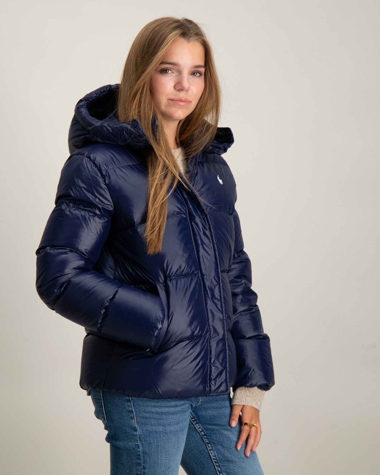 Polo Ralph Lauren Down Hooded Jacket Blå för Tjej Kids Brand Store