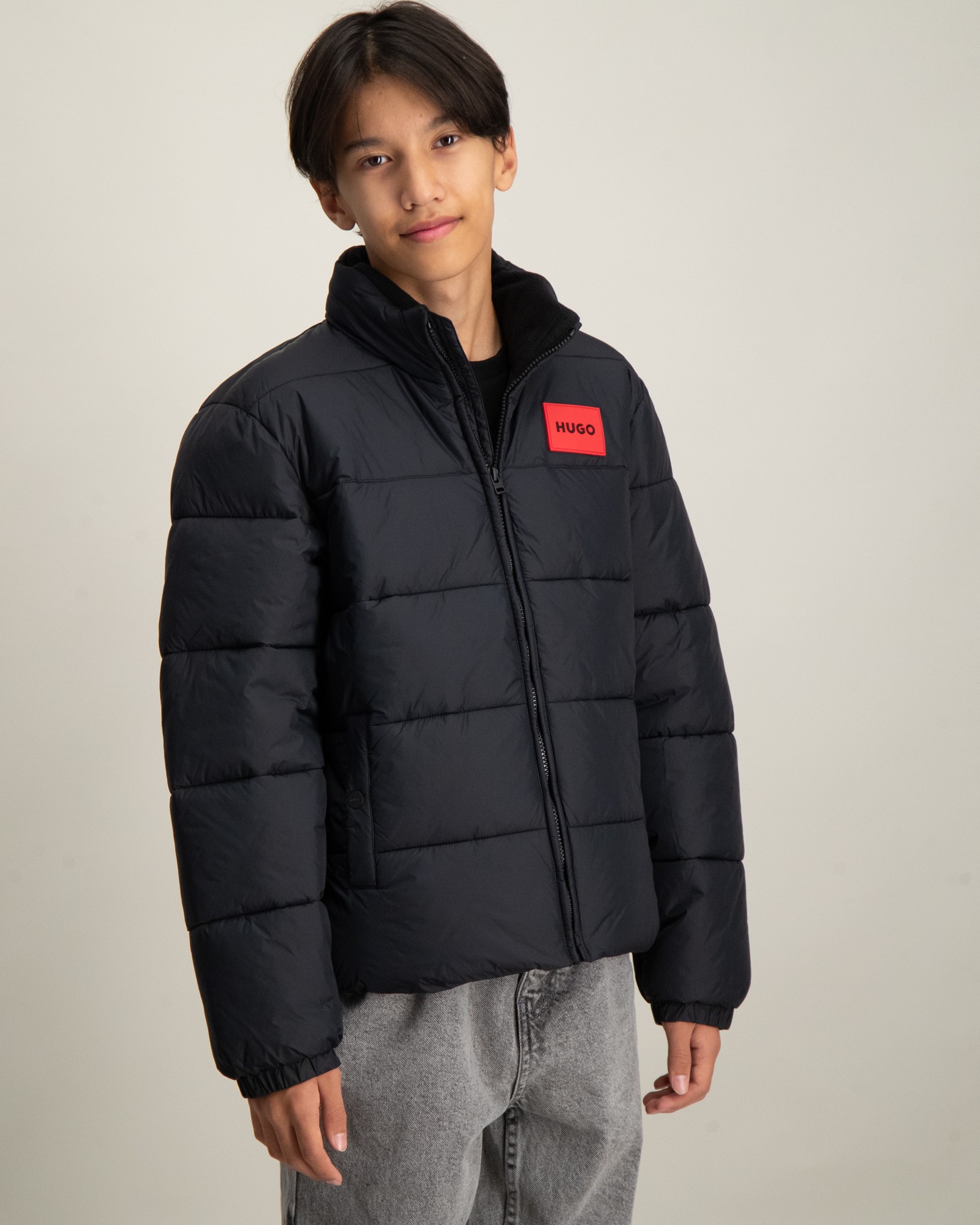 Black and red puffer jacket sales