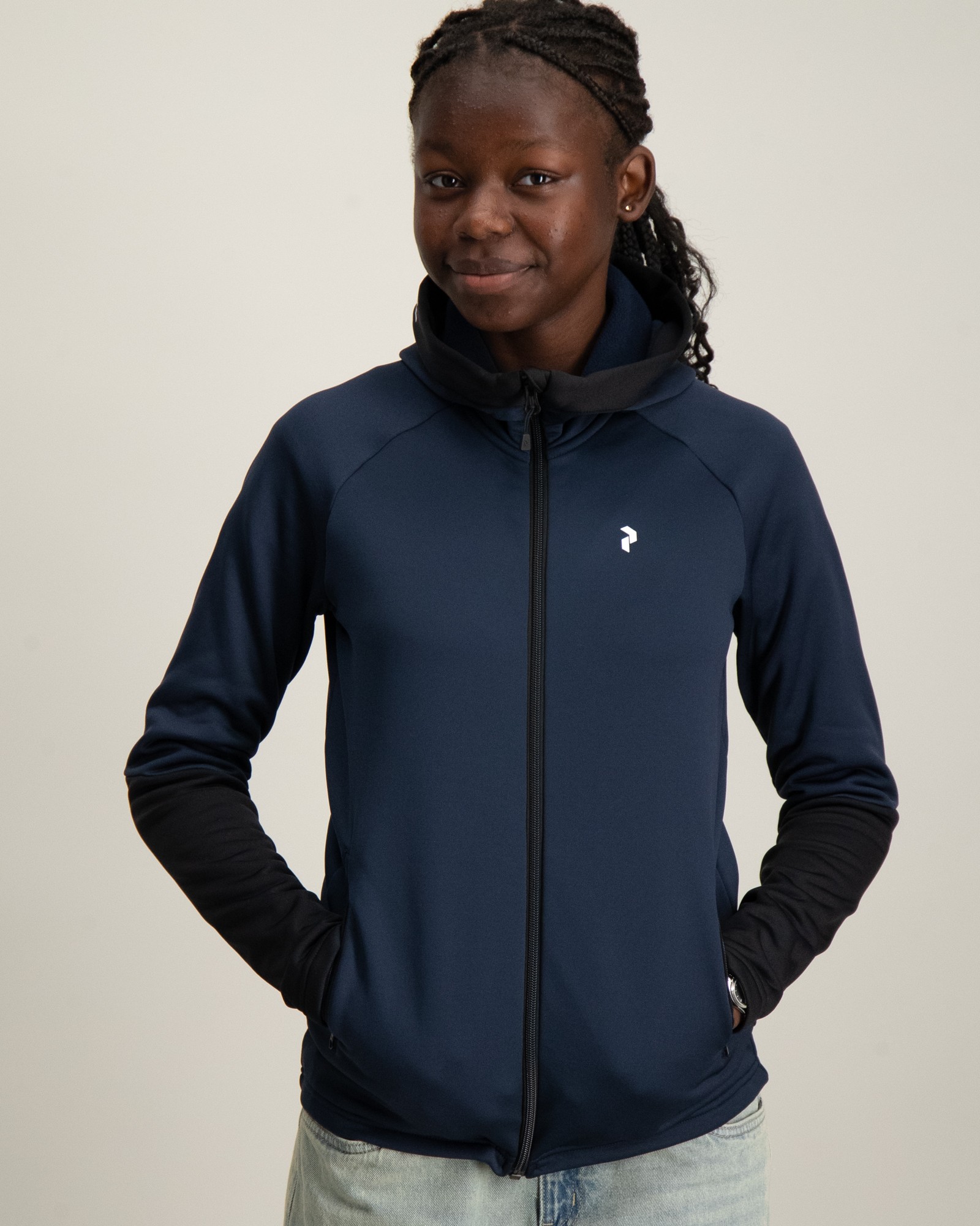Peak Performance Jr Rider Zip Hood Blå för Tjej | Kids Brand Store
