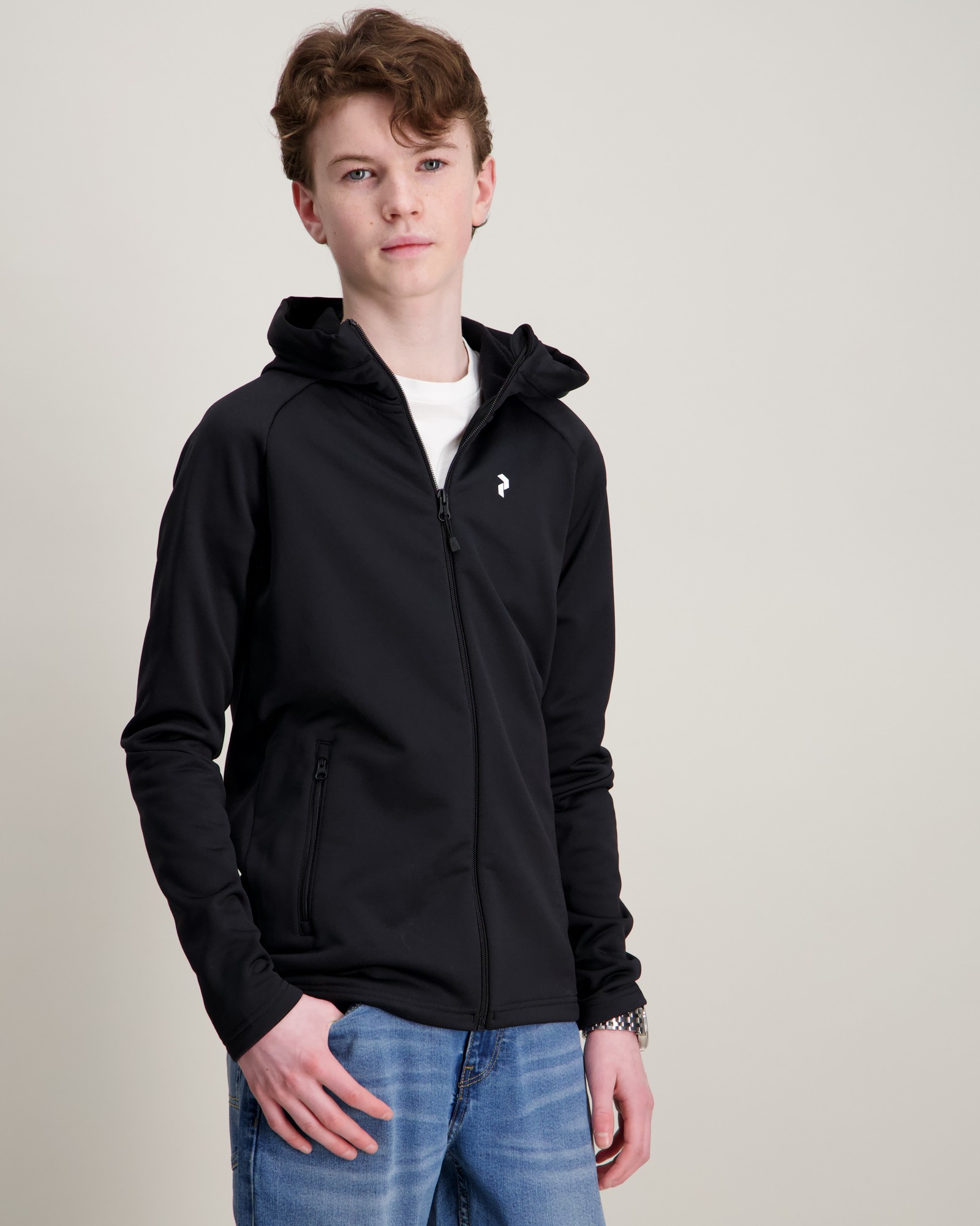 Peak Performance Jr Rider Zip Hood Svart til Gutt | Kids Brand Store