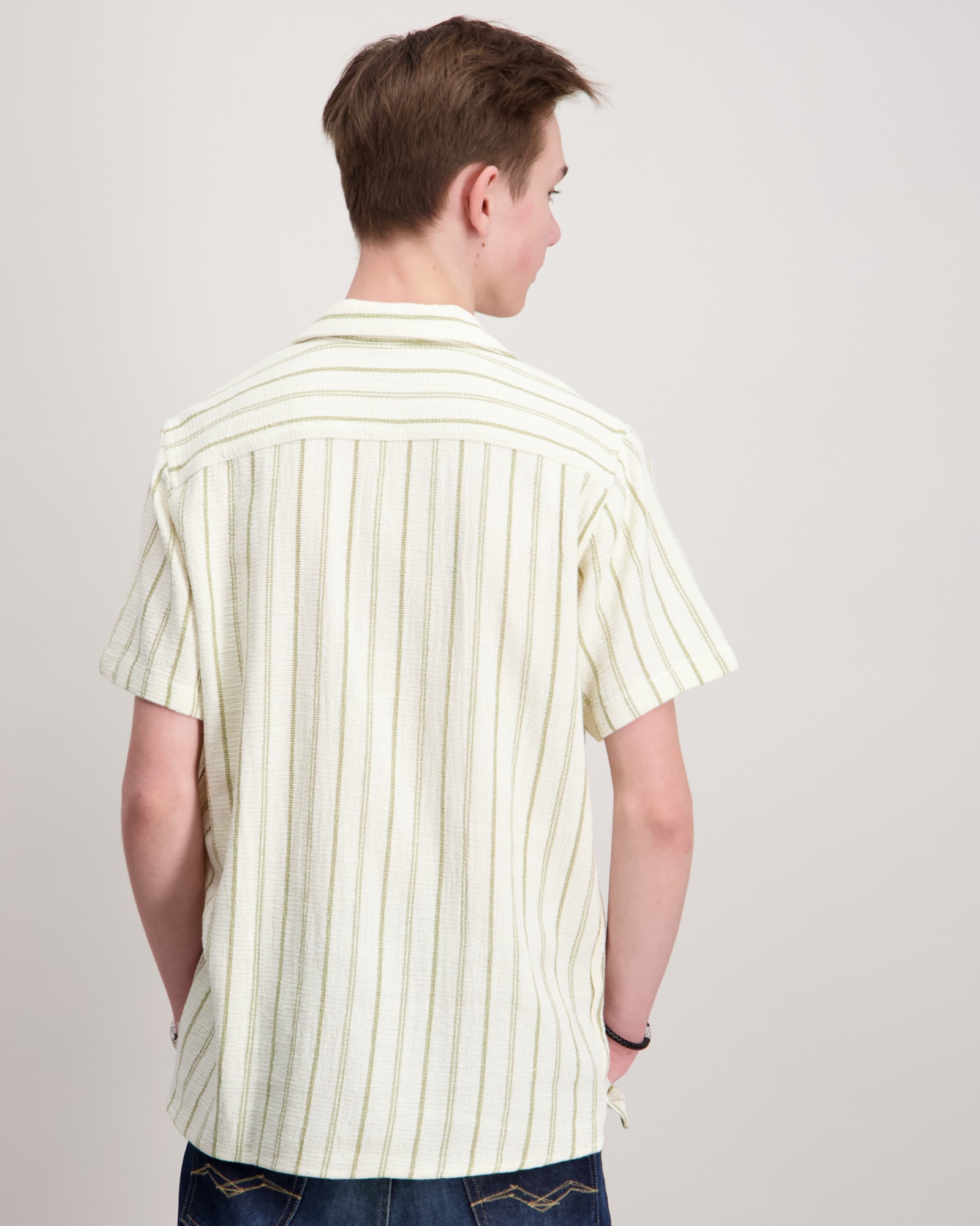 Jack & Jones jorcoba stripe resort shirt ss sn Overhemd 4952439 antique white stripes