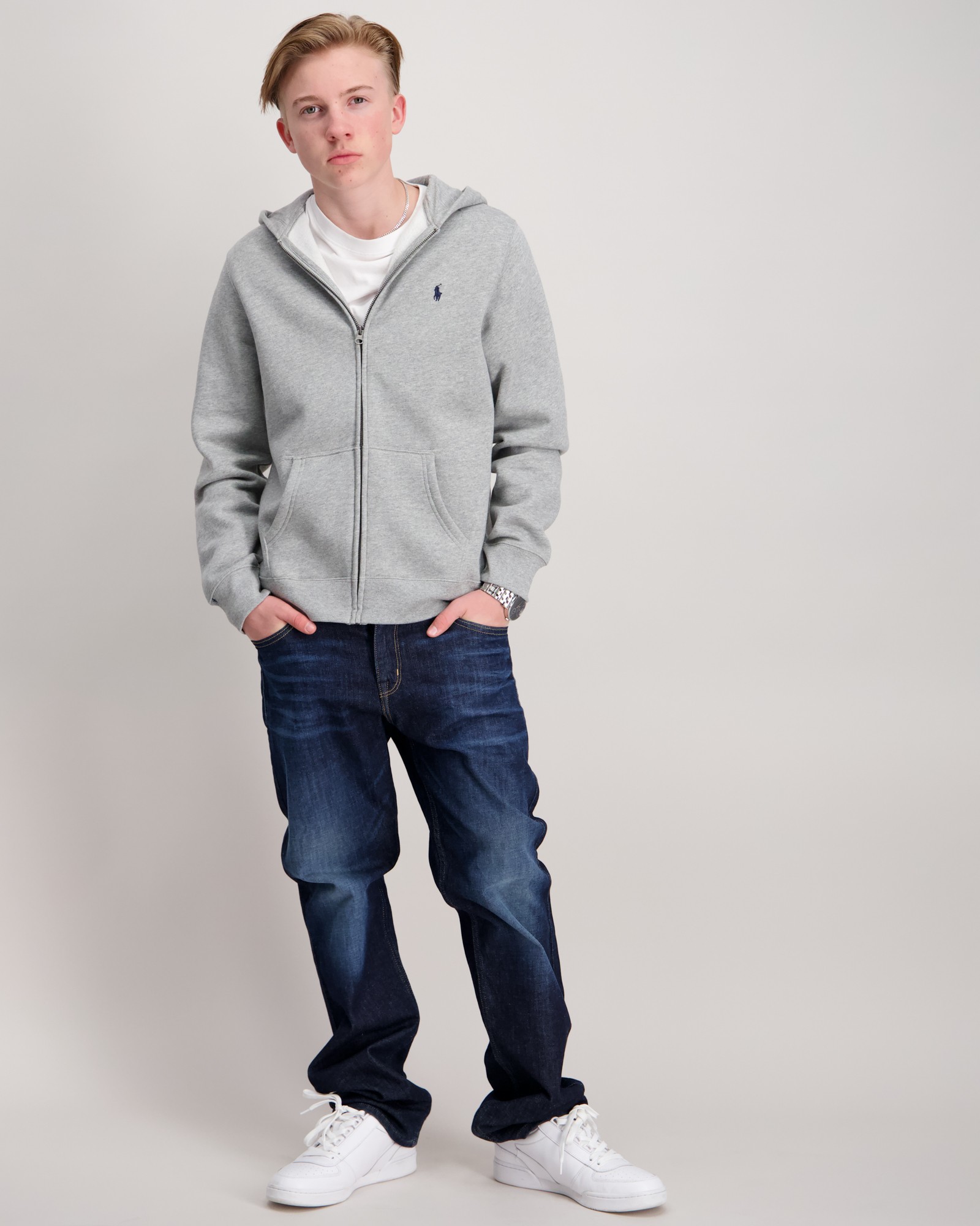 Ralph Lauren zip up hoodie ビッグポニー グレー M Polo Ralph Lauren BIG PONY LIGHTWEIGHT FLEECE ZIP HOODIE - Zip-up