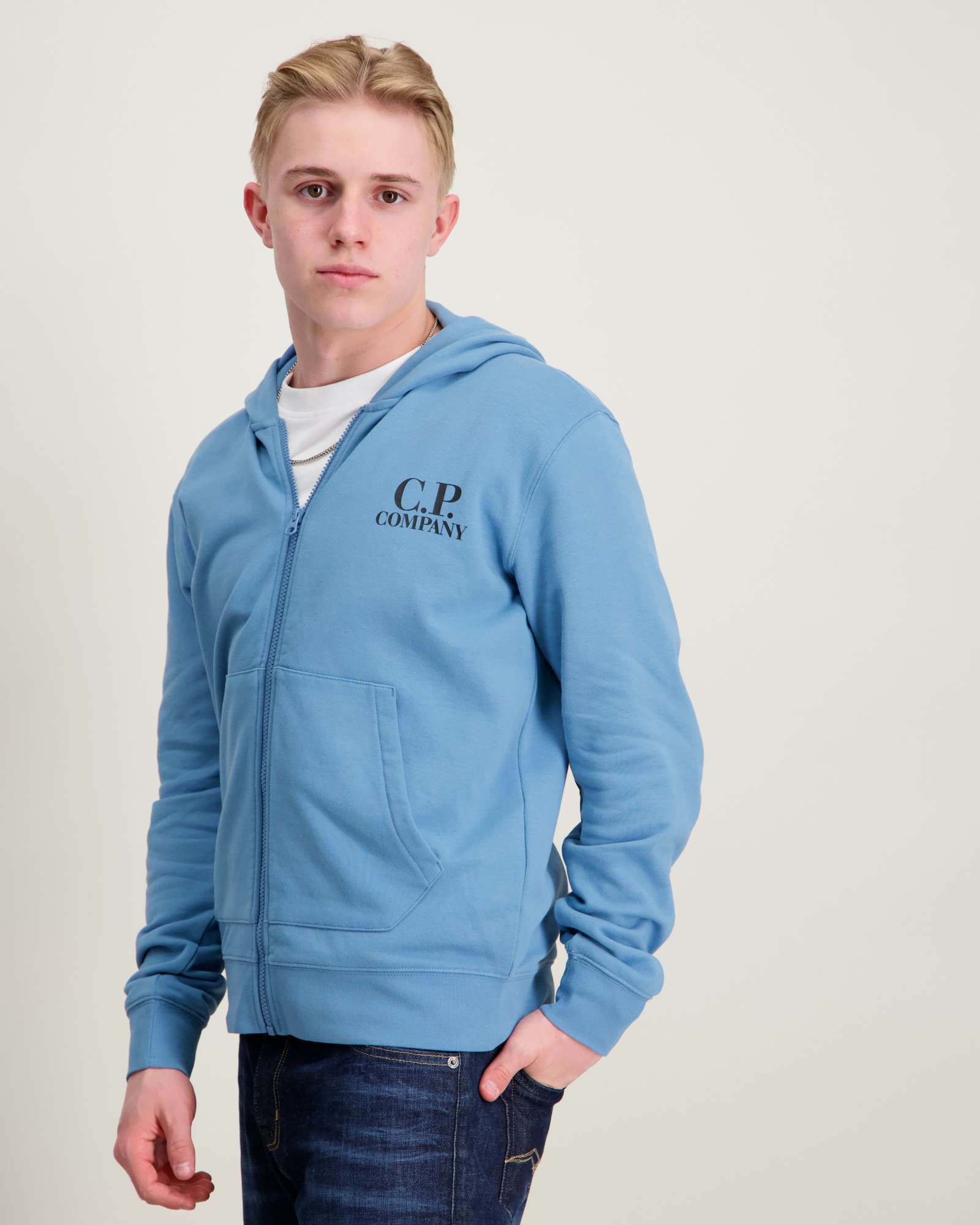 パーカー・フーディ C.P. Company Blue-Grey Cotton Zip-Fastened Sweatshirt C.P. Company Hoodies for Men - FARFETCH