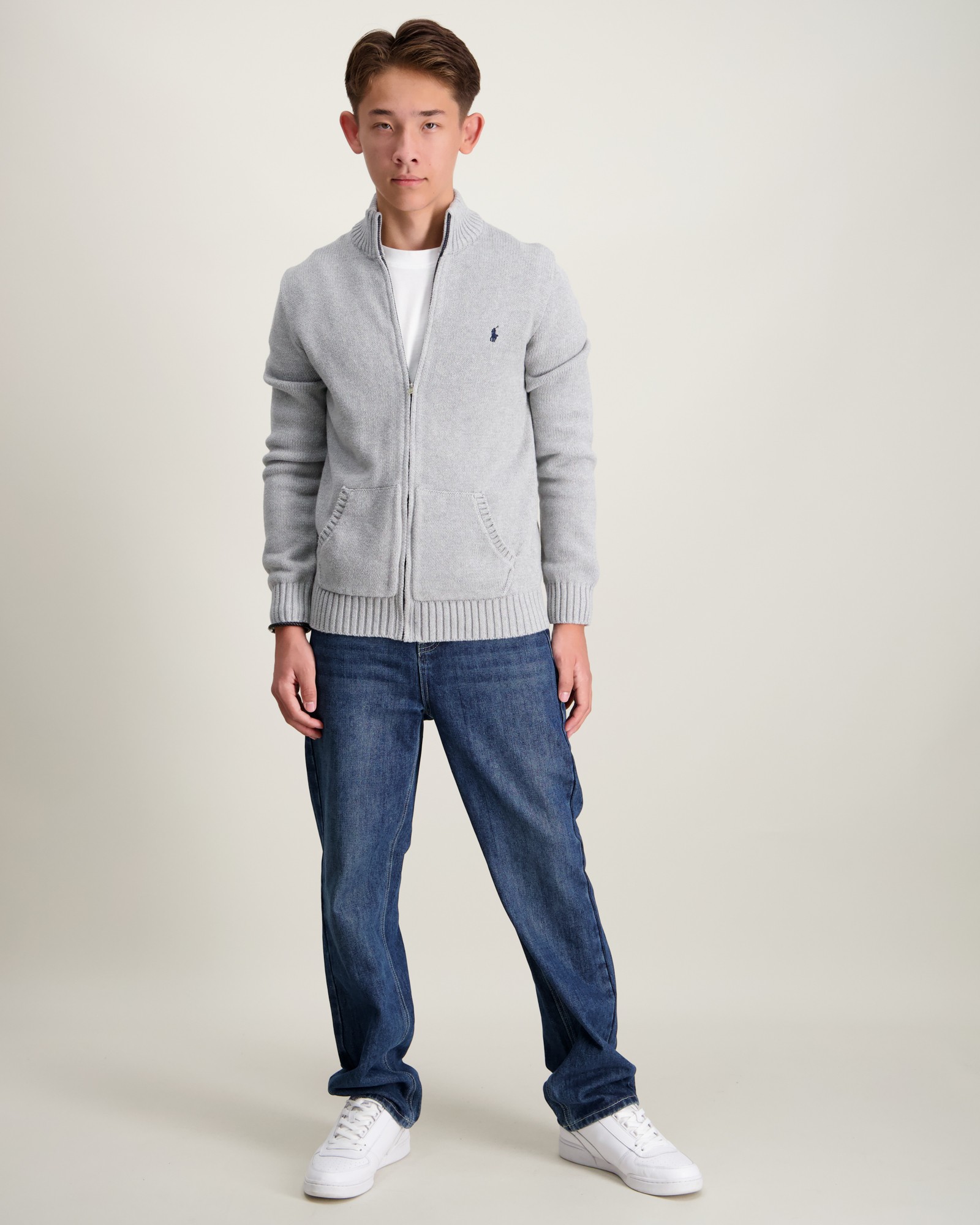 Polo Ralph Lauren COMBED COTTON-LS FZ MOCK-TP-SWT Grå til Gutt