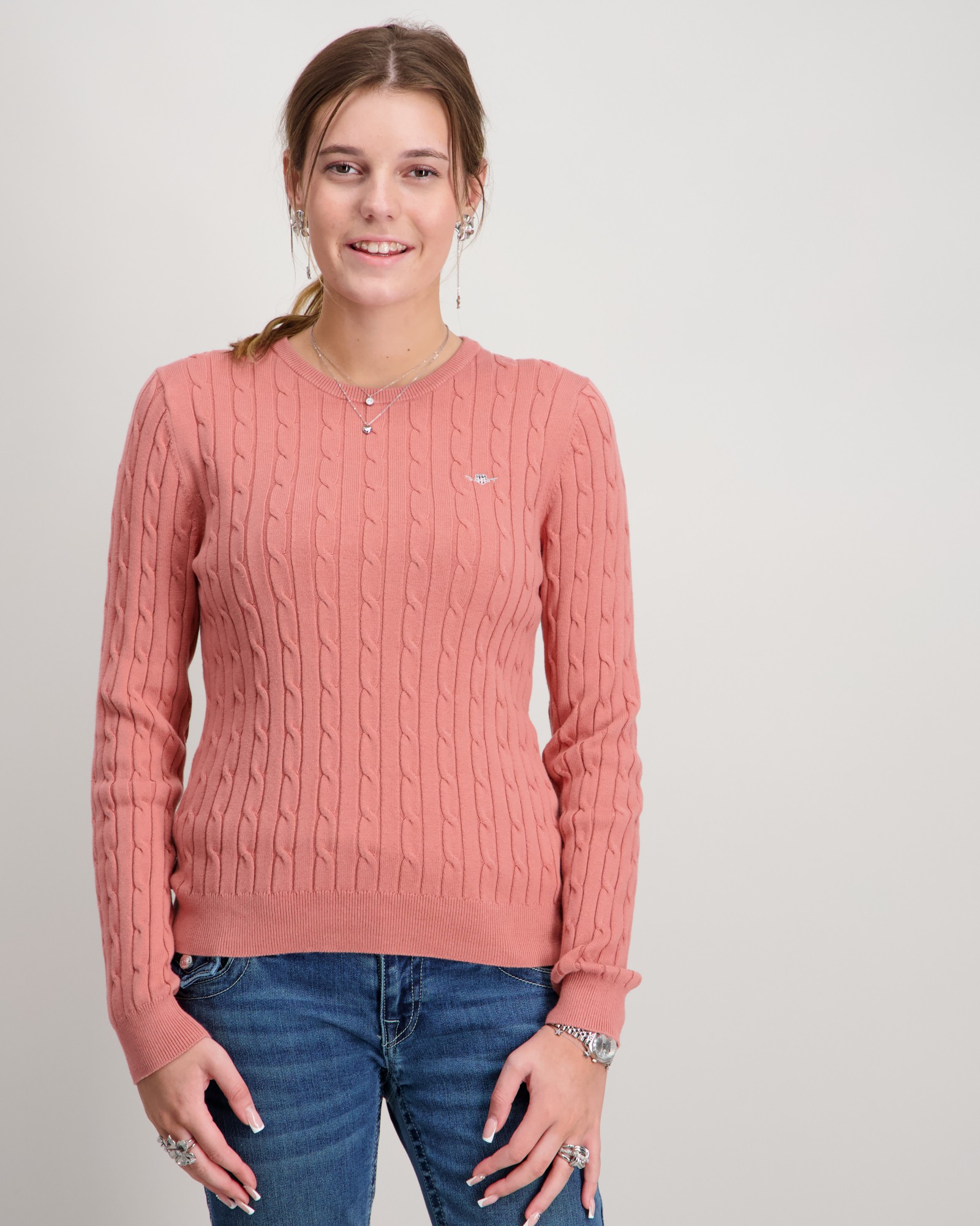 Stretch Cotton Cable C Neck Linen