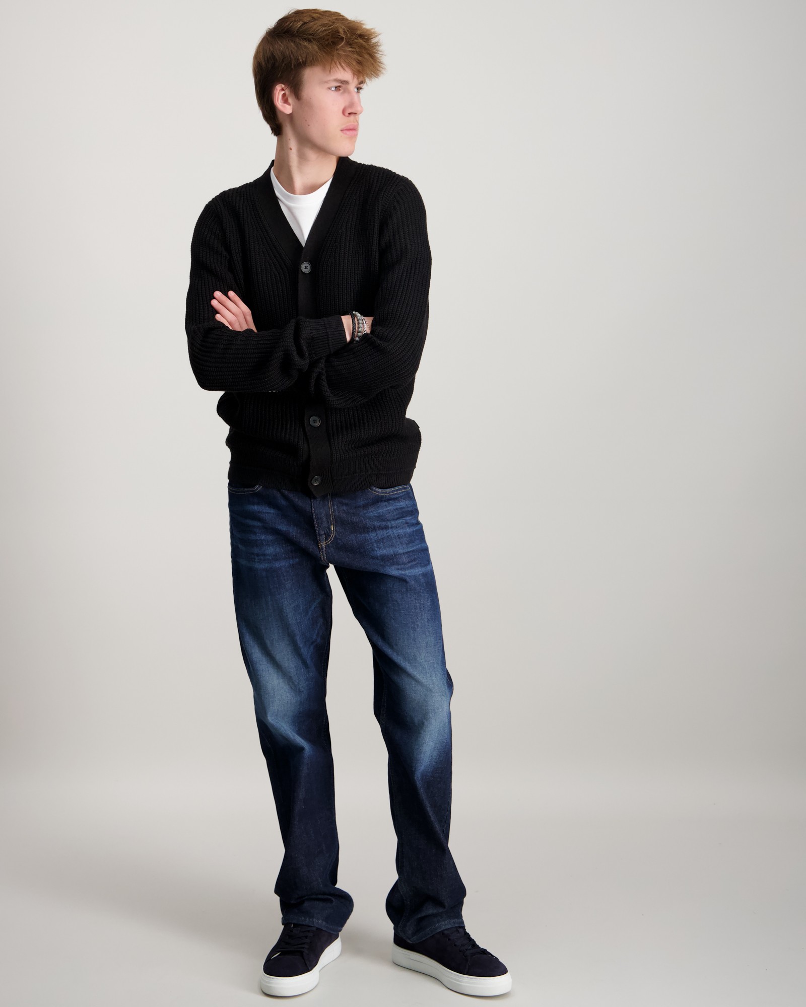 Jack & Jones JJCONNOR KNIT V-NECK CARDIGAN Svart för Kille | Kids