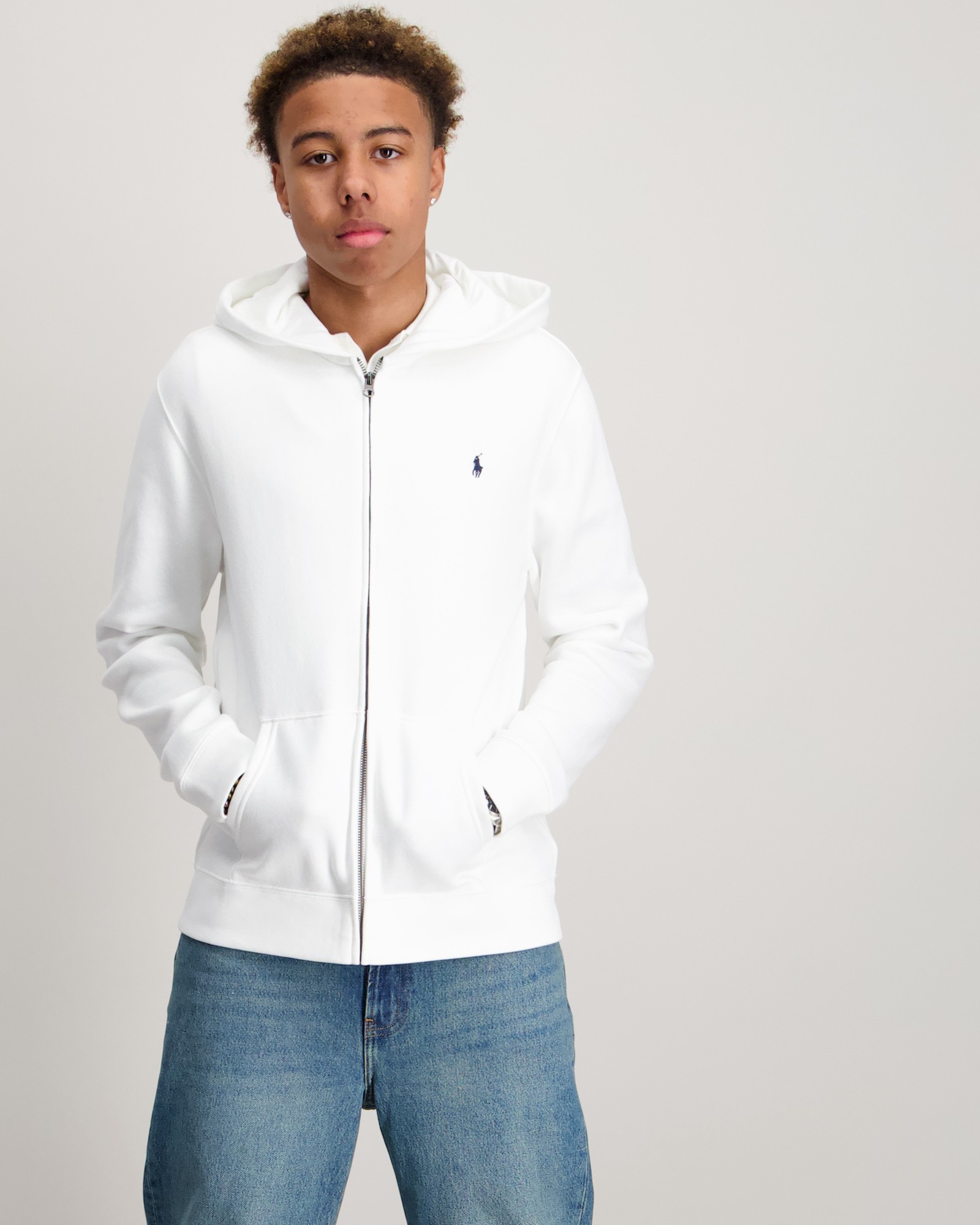 Polo Ralph Lauren SEASONAL FLEECE-LS FZ HOOD-TP-KNT Wit voor