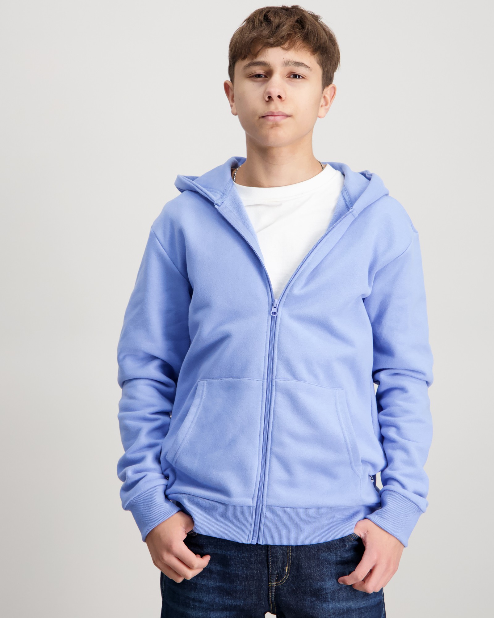 Zeke Essential Logo Tag Zip Hoodie Blå til Gutt | Kids Brand Store
