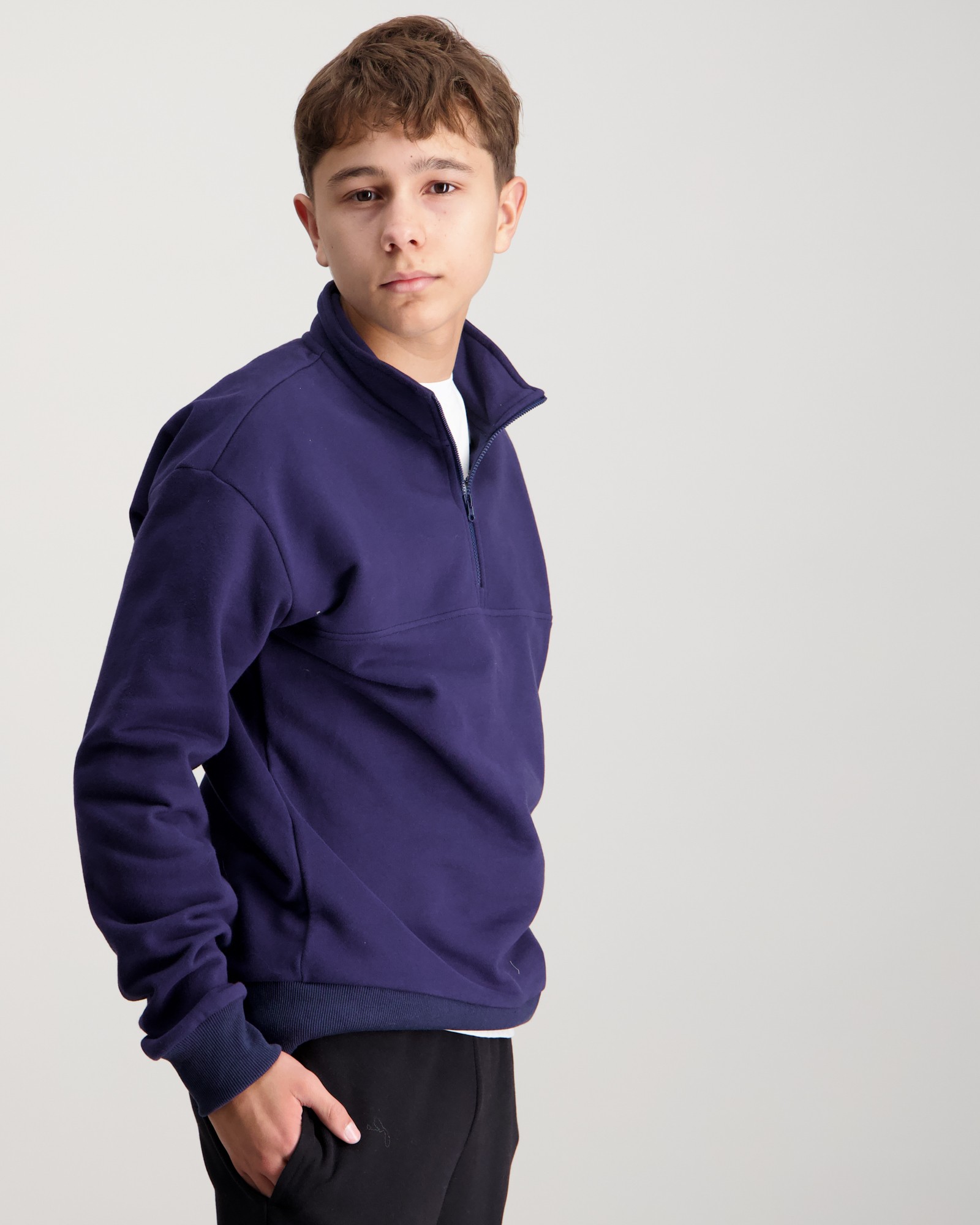 Zeke Essential Logo Tag Half Zip Blå til Gutt | Kids Brand Store